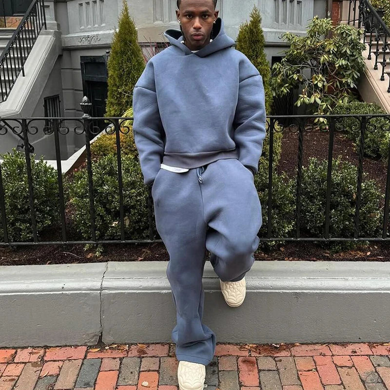 Cotton Tracksuit Hoodie & Straight Pants 2 Piece