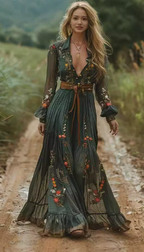 Boho V-Neck Maxi Dress