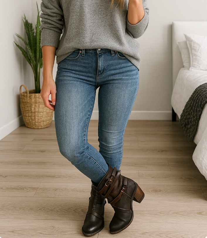 Women's Ankle Boots with Vintage Charm and Modern Heel