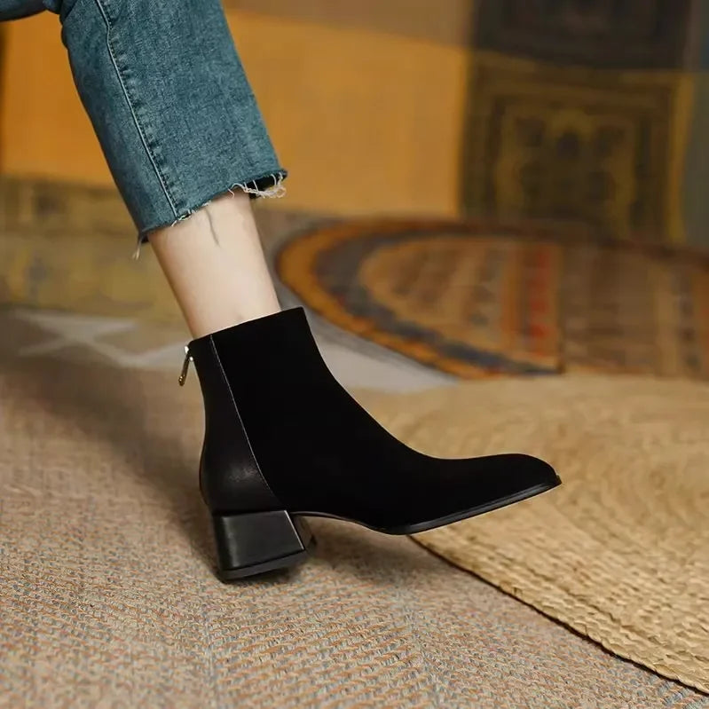 Ankle Boots with Non-Slip Sole and Zipper