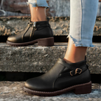 Comfortable Ankle Boots with Side Zipper and Buckle