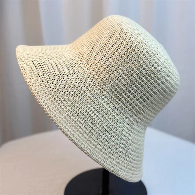 Women's Korean-style braided straw bucket hat