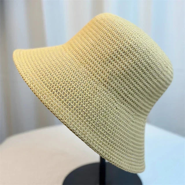 Women's Korean-style braided straw bucket hat