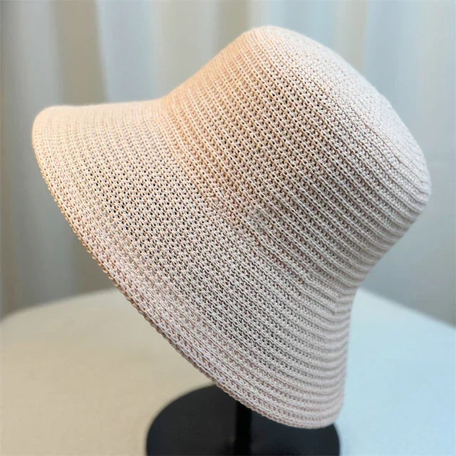 Women's Korean-style braided straw bucket hat