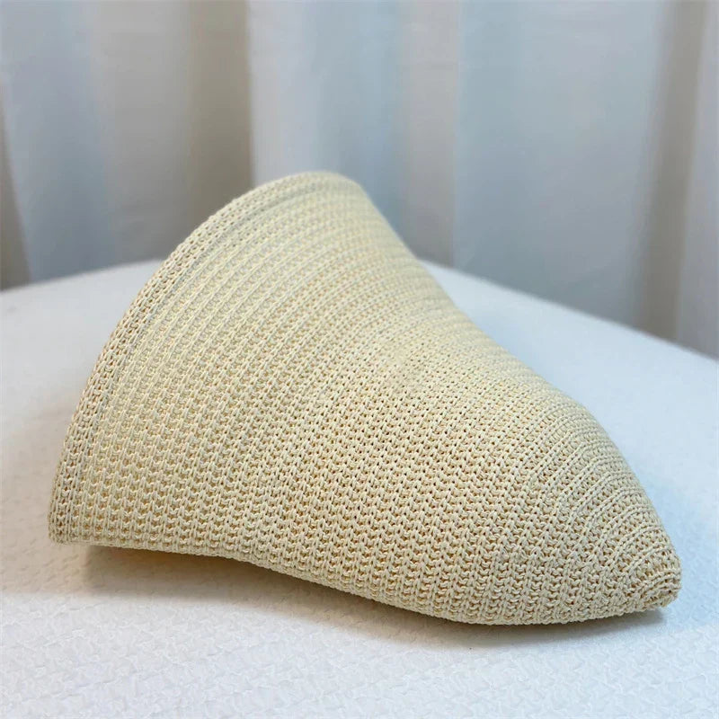 Women's Korean-style braided straw bucket hat