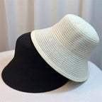 Women's Korean-style braided straw bucket hat