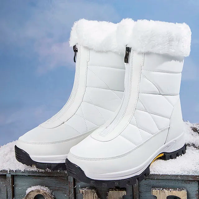 Comfortable Non-Slip Fleece Lace-Up Boots with Zipper