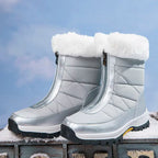 Comfortable Non-Slip Fleece Lace-Up Boots with Zipper