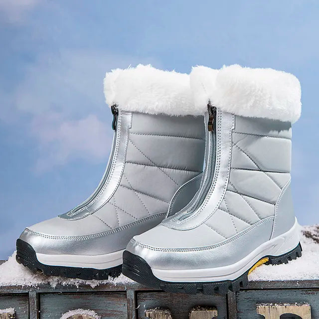 Comfortable Non-Slip Fleece Lace-Up Boots with Zipper