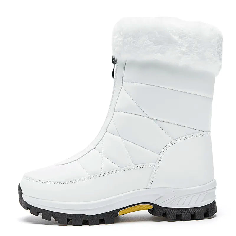 Comfortable Non-Slip Fleece Lace-Up Boots with Zipper