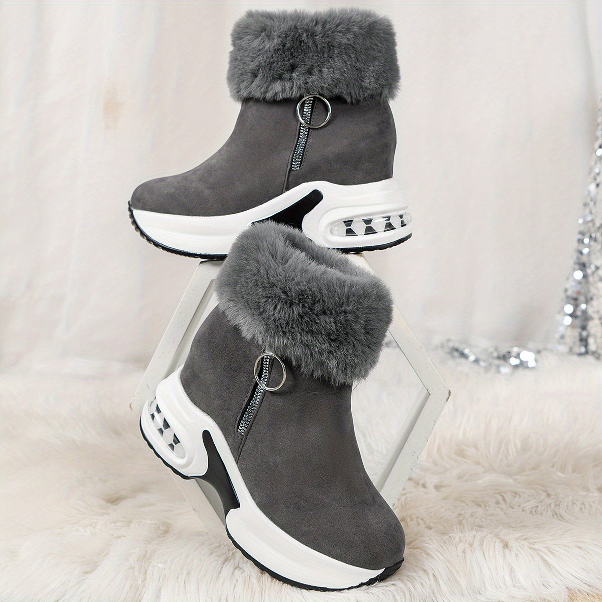 Comfortable Non-Slip Boots with Fur Lining and Side Zipper