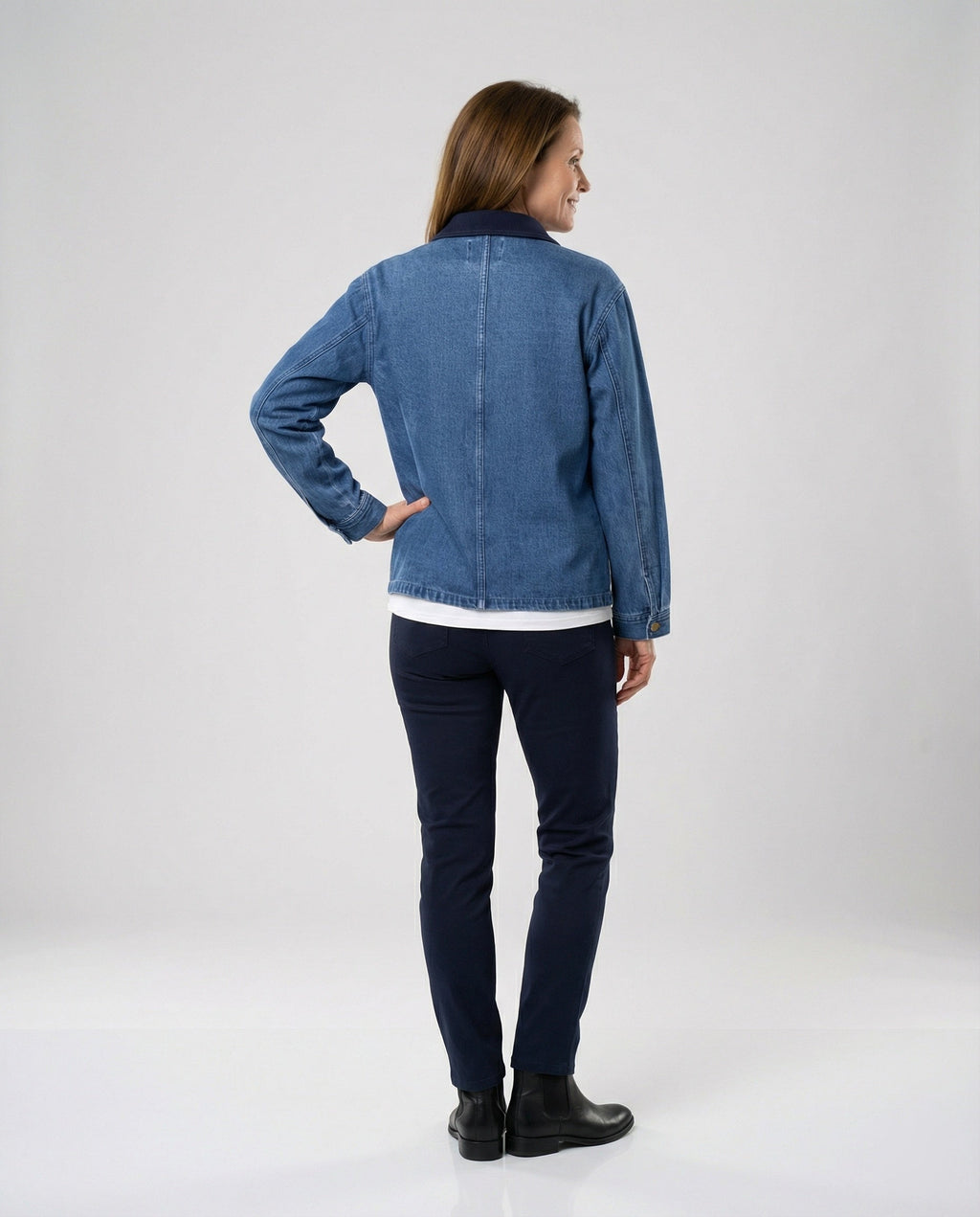 Women's Denim Jacket with Chest Pockets