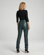 Women's High-Waist Wide-Leg Faux Leather Trousers
