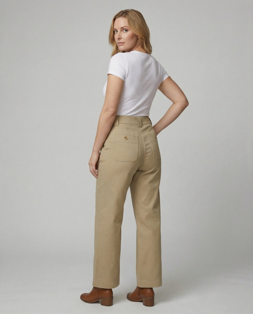 Women's High-Waisted Wide-Leg Pants with Fabric Belt