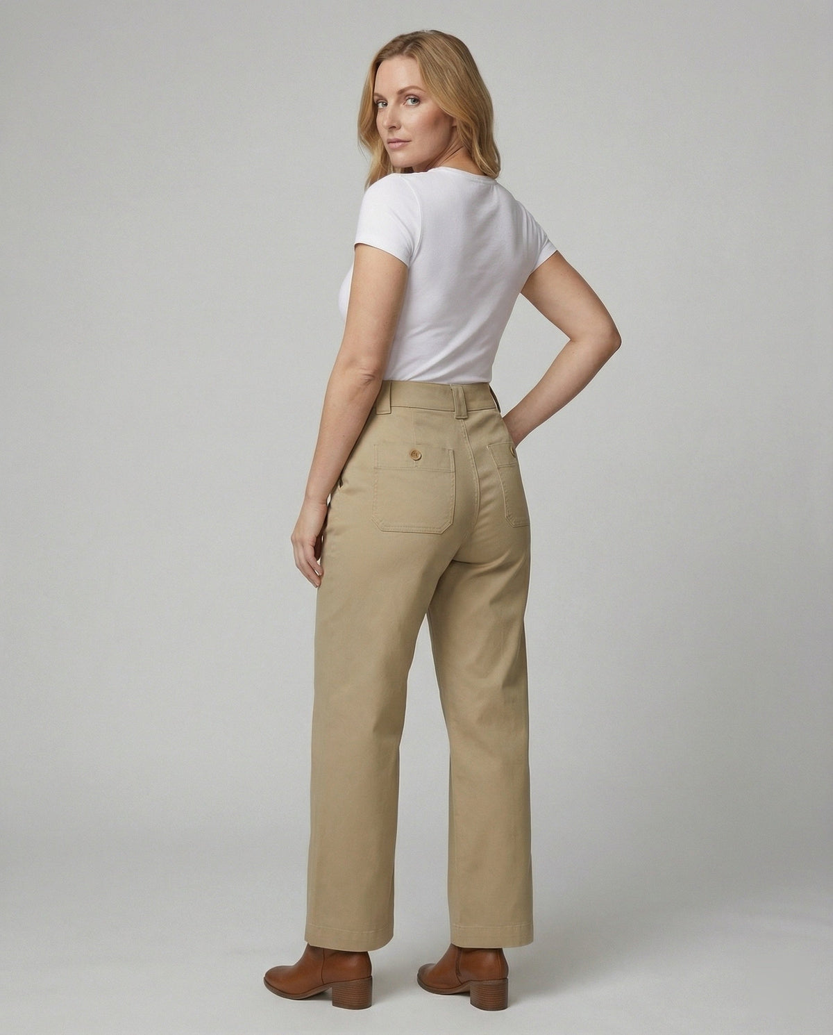 Women's High-Waisted Wide-Leg Pants with Fabric Belt