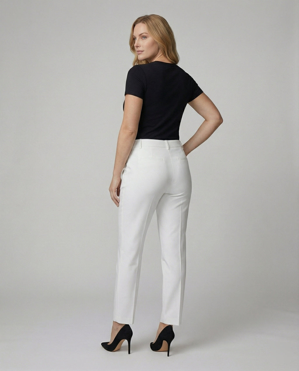 Women's High-Waisted Slim-Leg Trousers