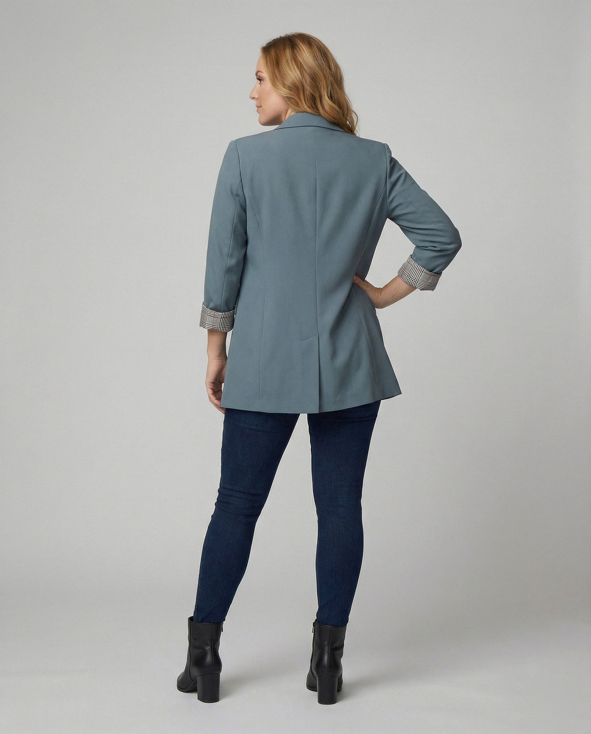 Women's Double-Breasted Blazer with Contrast Cuffs