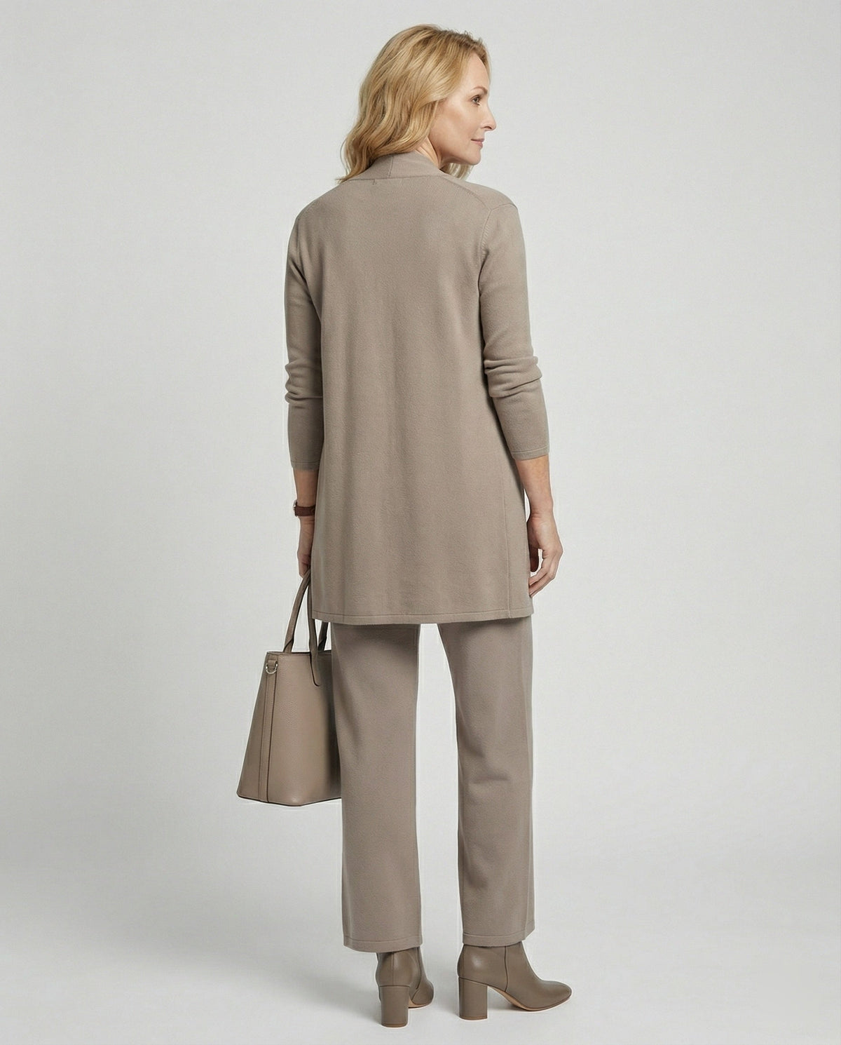 Two-Piece Jersey Blazer and Palazzo Pants Set