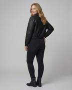 Women's Black Cropped Faux Leather Transitional Jacket