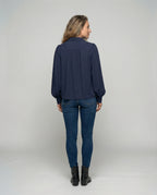 Elegant Blouse with Puff Sleeves and Button Details