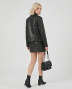 Women's Faux Leather Transitional Quilted Jacket