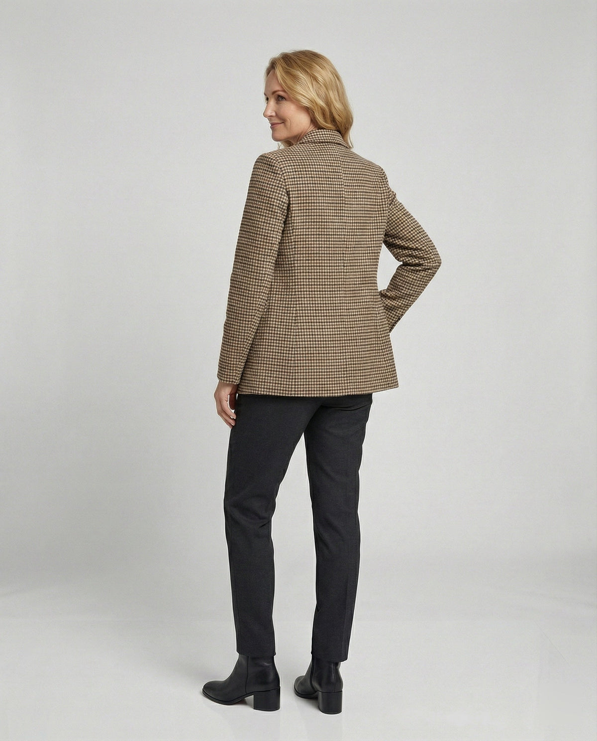 Women's Plaid Double-Breasted Blazer