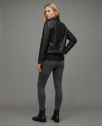 Women's Faux Leather Biker Jacket with Modern Details