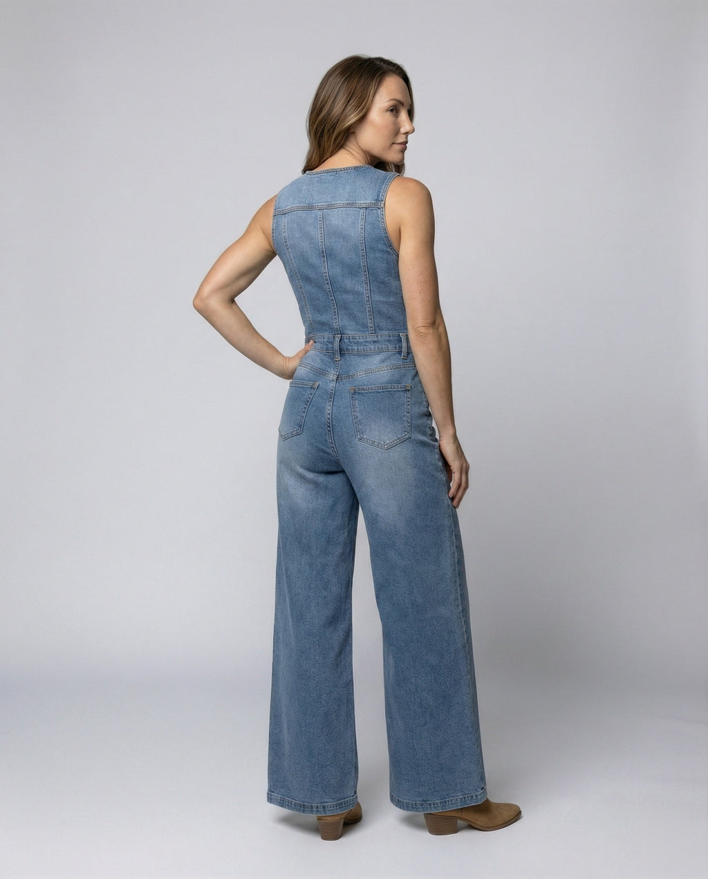 Women's Wide-Leg Jumpsuit with Elegant Button Placket