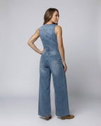 Women's Wide-Leg Jumpsuit with Elegant Button Placket
