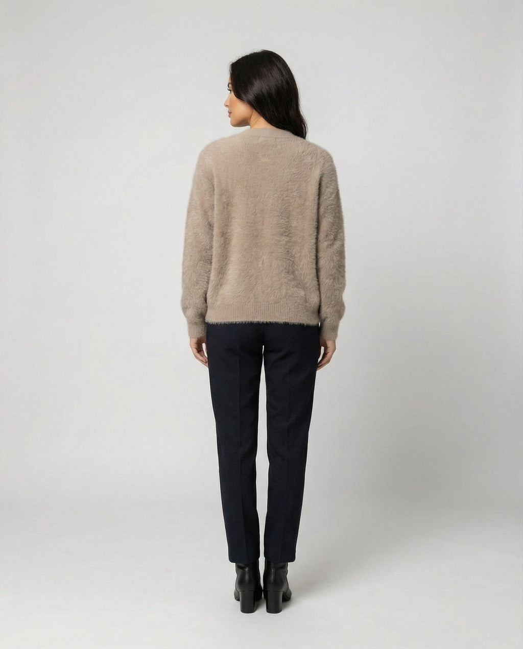 Women's Fluffy Cardigan with Large Buttons