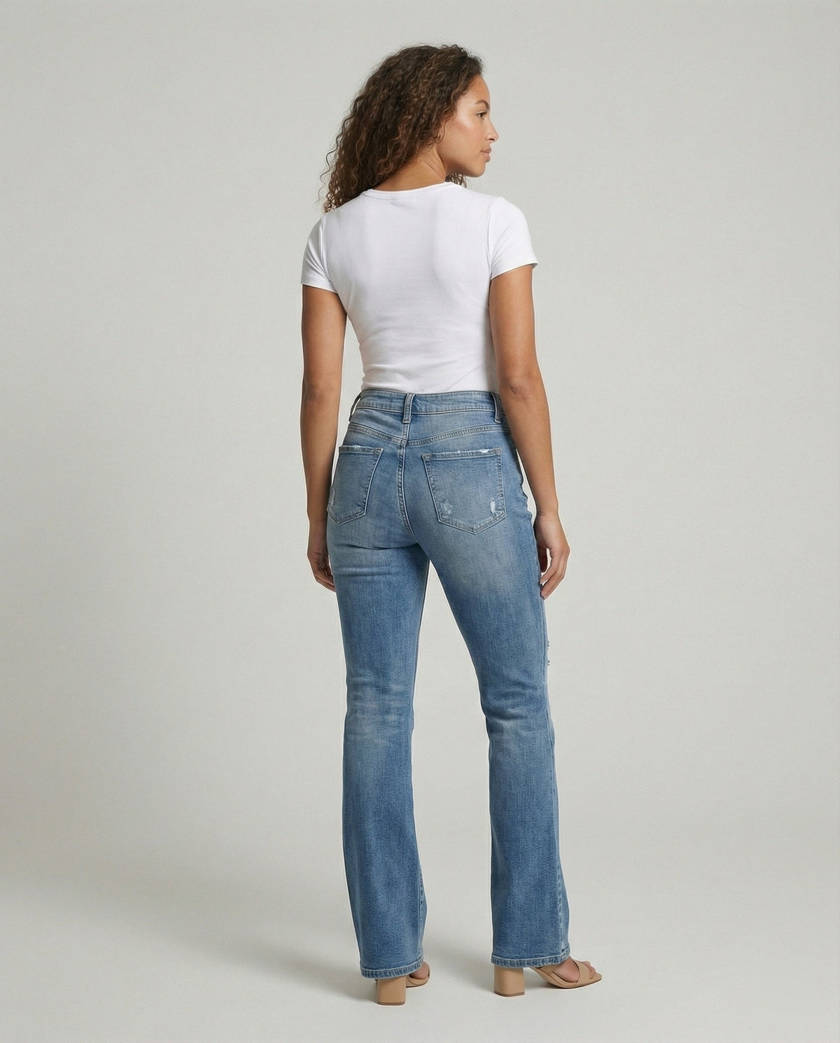 Women's High-Waisted Bootcut Jeans with Vintage Charm