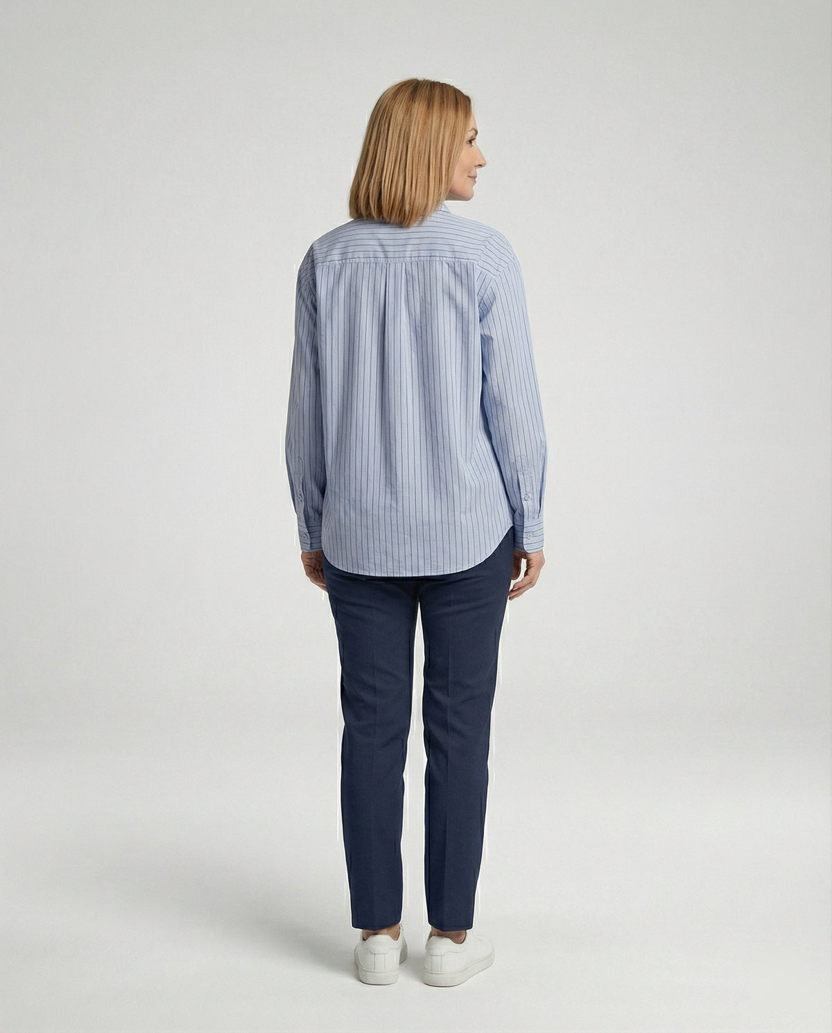Women's Striped Blouse with Classic Collar