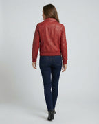 Elegant Faux Leather Jacket with High Collar