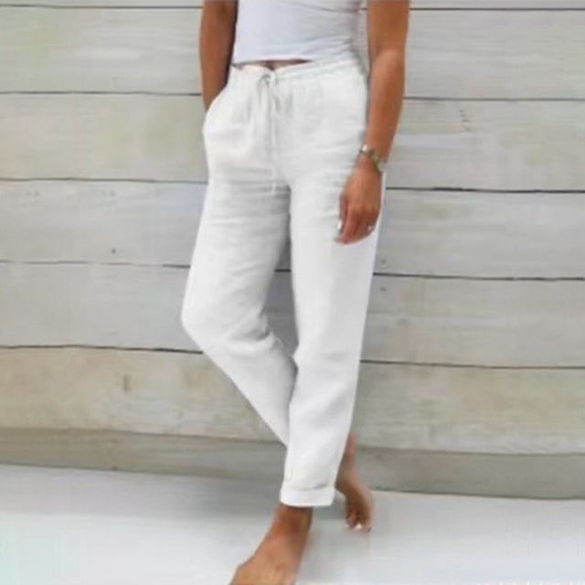 Cotton Casual Straight-Leg Pants
