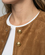 Women's Suede Jacket with Gold Buttons