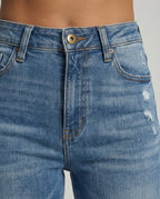 Women's High-Waisted Bootcut Jeans with Vintage Charm