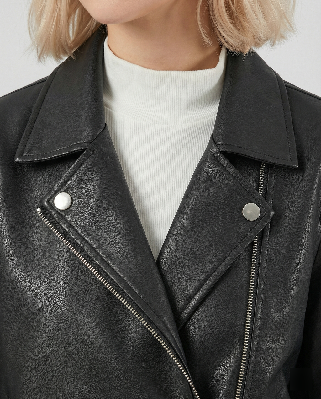 Women's Faux Leather Transitional Quilted Jacket
