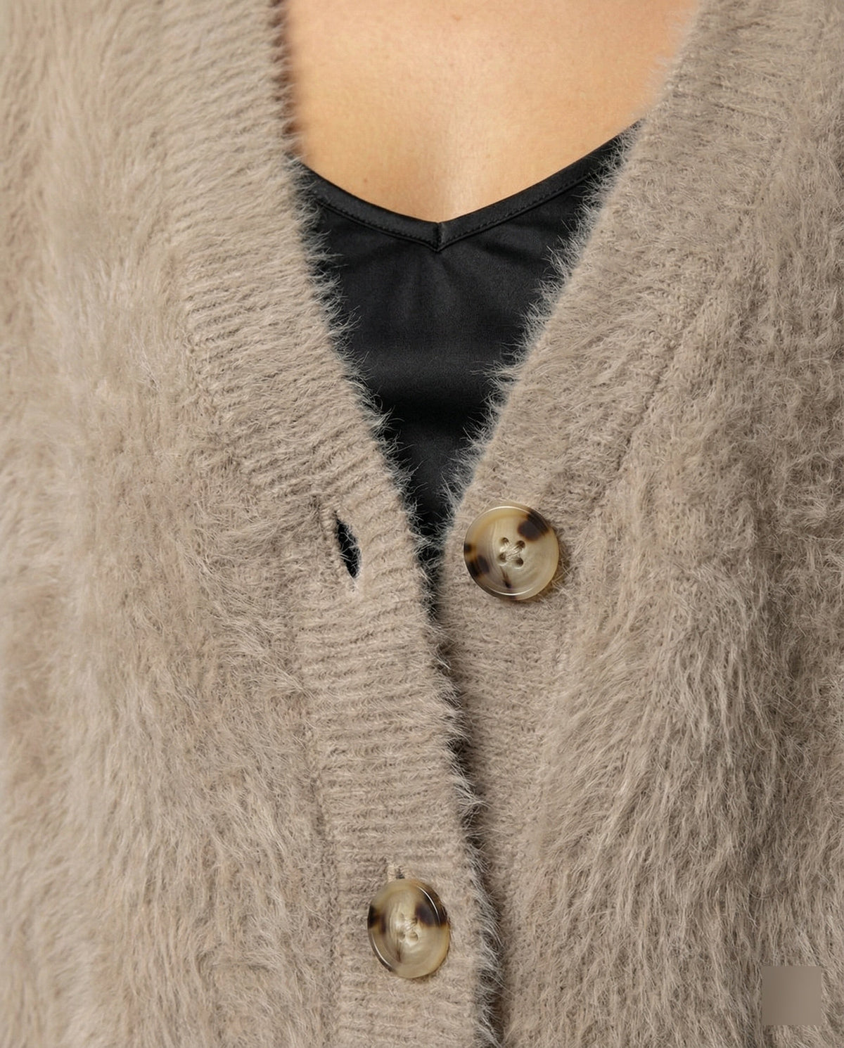 Women's Fluffy Cardigan with Large Buttons
