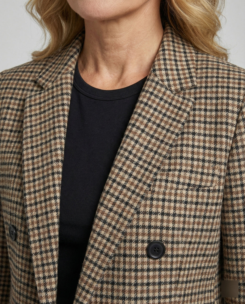 Women's Plaid Double-Breasted Blazer