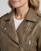 Women's Cropped Faux Leather Biker Jacket