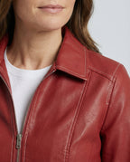 Elegant Faux Leather Jacket with High Collar