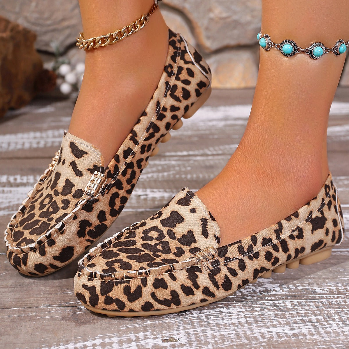 Comfortable Women's Slip-Ons with Leopard Print