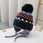 Children's hat with earflaps, knitted, warm