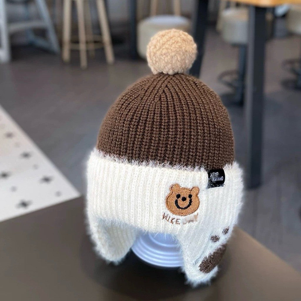 Children's Knitted Warm Hat with Earflaps