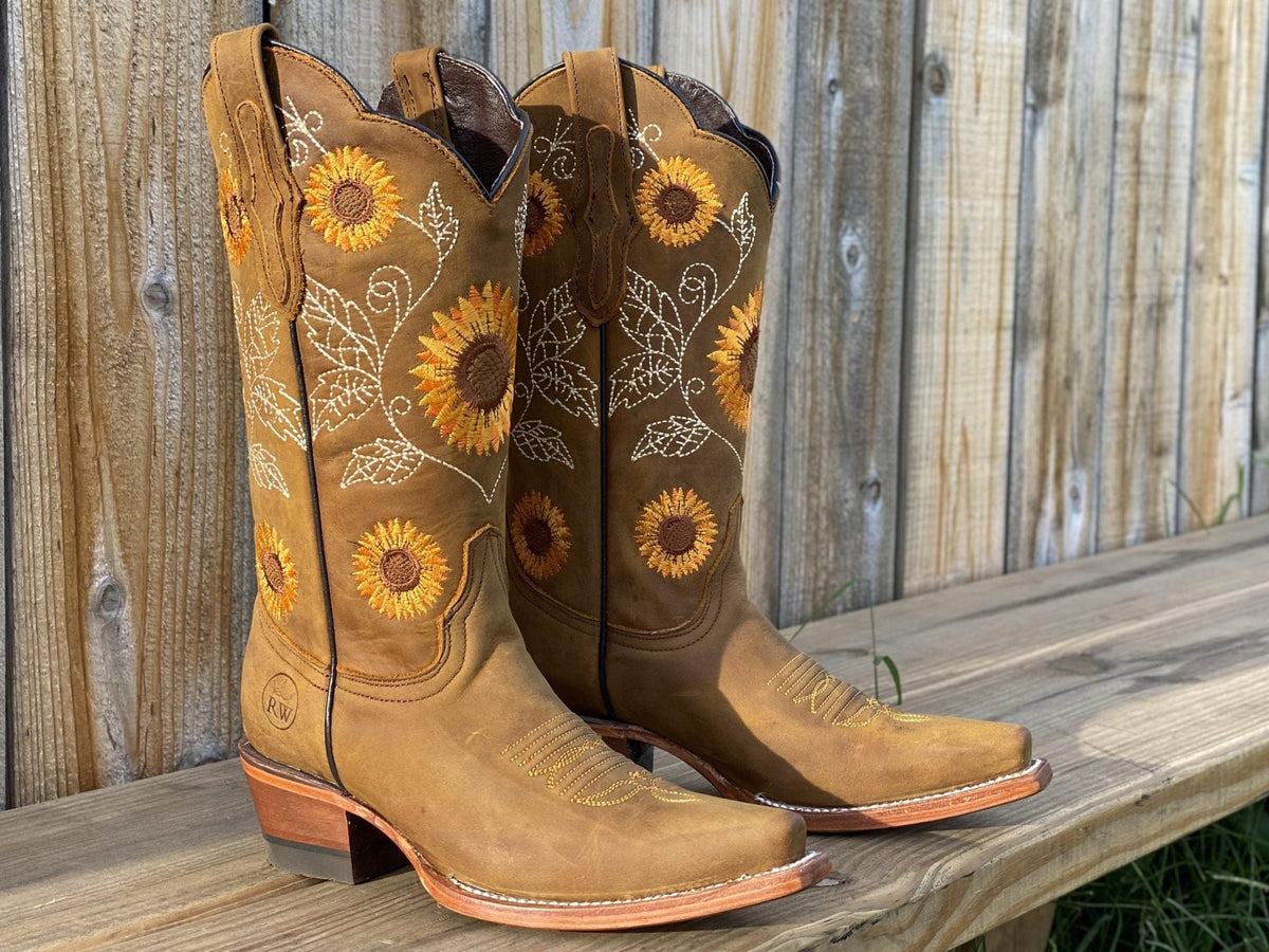 Boho-Inspired Women's Boots with Sunflower Design