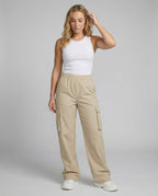 Women's Cargo Pants with Elastic Waistband and Practical Side Pockets