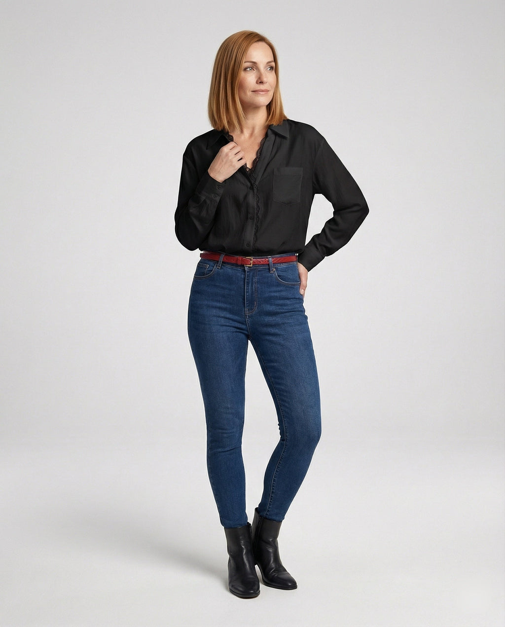 Women's Blouse with Lace Accents