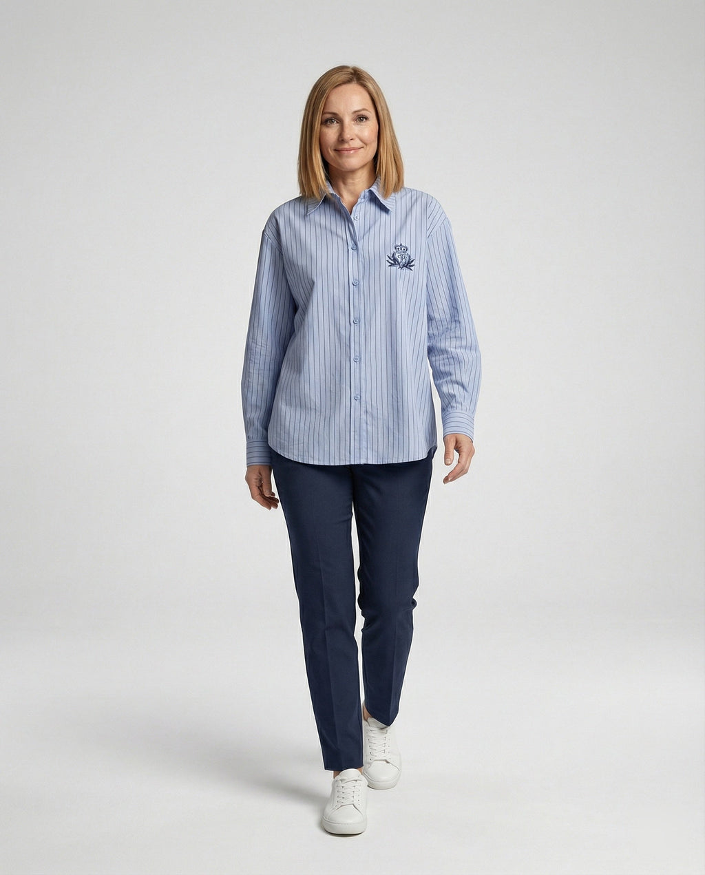 Women's Striped Blouse with Classic Collar