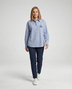 Women's Striped Blouse with Classic Collar