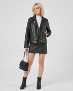 Women's Faux Leather Transitional Quilted Jacket